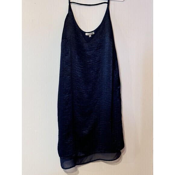 Charlotte Russe Navy Blue V-Neck Lined Slip Dress Spaghetti Straps Size Small - Picture 1 of 11